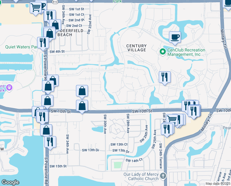 map of restaurants, bars, coffee shops, grocery stores, and more near 4064 Oakridge F in Deerfield Beach