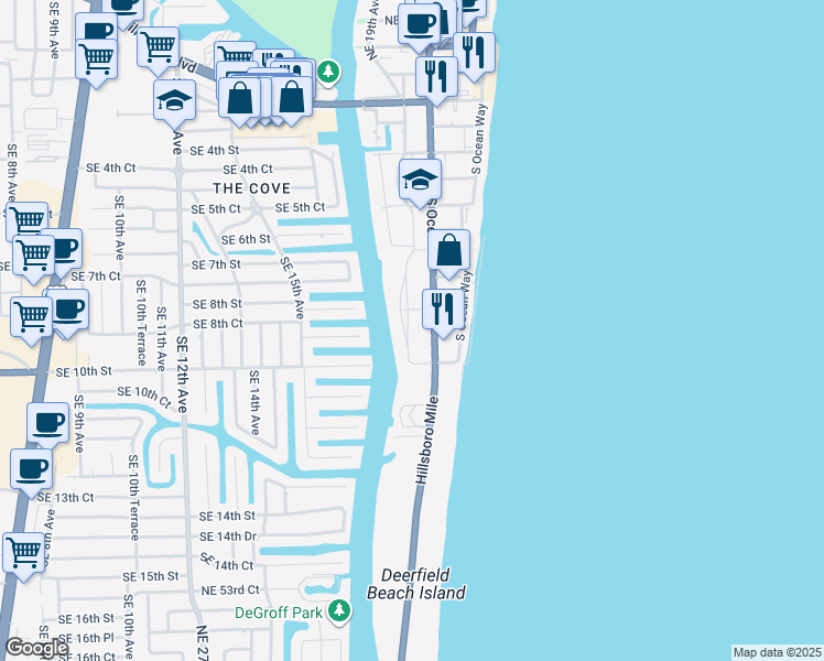 map of restaurants, bars, coffee shops, grocery stores, and more near 815 Southeast 19th Avenue in Deerfield Beach