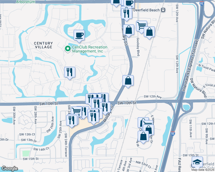 map of restaurants, bars, coffee shops, grocery stores, and more near 15 Farnham B in Deerfield Beach