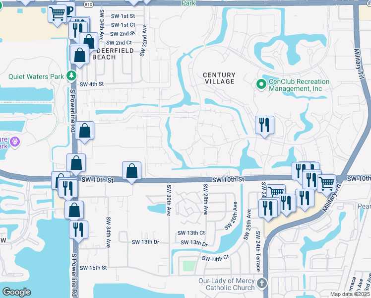 map of restaurants, bars, coffee shops, grocery stores, and more near 4064 Oakridge F in Deerfield Beach