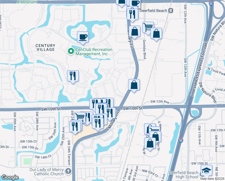 map of restaurants, bars, coffee shops, grocery stores, and more near 15 Farnham B in Deerfield Beach