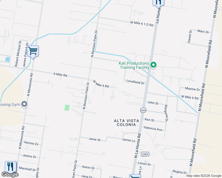 map of restaurants, bars, coffee shops, grocery stores, and more near 7218 Dawna Street in Mission