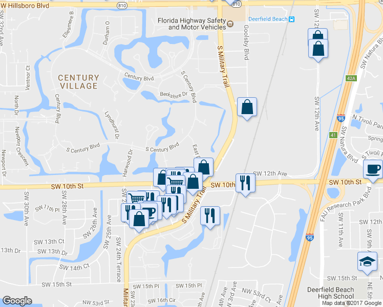 map of restaurants, bars, coffee shops, grocery stores, and more near 15 Farnham B in Deerfield Beach