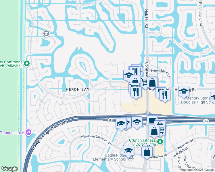 map of restaurants, bars, coffee shops, grocery stores, and more near 5888 Northwest 120th Avenue in Coral Springs