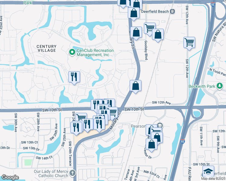 map of restaurants, bars, coffee shops, grocery stores, and more near 32 Farnham B in Deerfield Beach