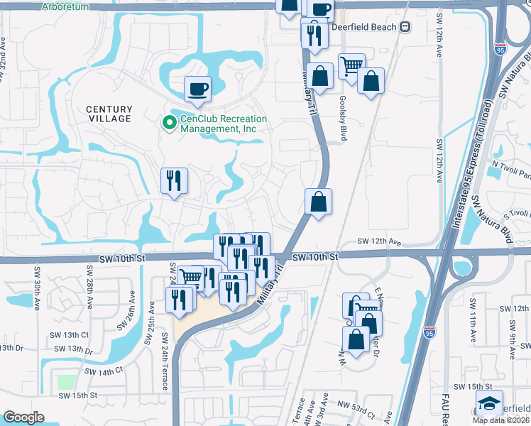 map of restaurants, bars, coffee shops, grocery stores, and more near 15 Farnham B in Deerfield Beach