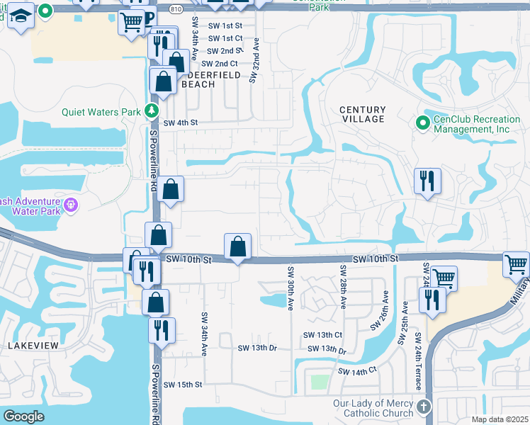 map of restaurants, bars, coffee shops, grocery stores, and more near 97 Newport D in Deerfield Beach