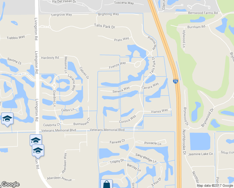 map of restaurants, bars, coffee shops, grocery stores, and more near 16466 Seneca Way in Naples