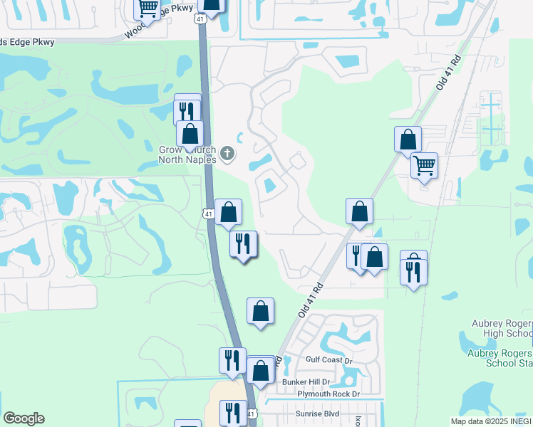 map of restaurants, bars, coffee shops, grocery stores, and more near 1617 Serenity Cir in Naples