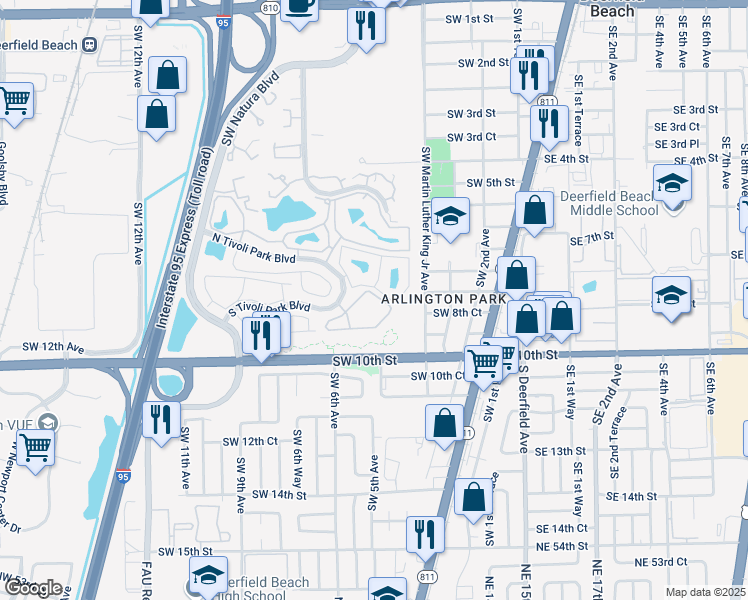 map of restaurants, bars, coffee shops, grocery stores, and more near 522 Trace Circle in Deerfield Beach