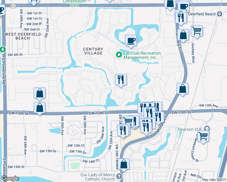 map of restaurants, bars, coffee shops, grocery stores, and more near 43 Harwood Crescent in Deerfield Beach