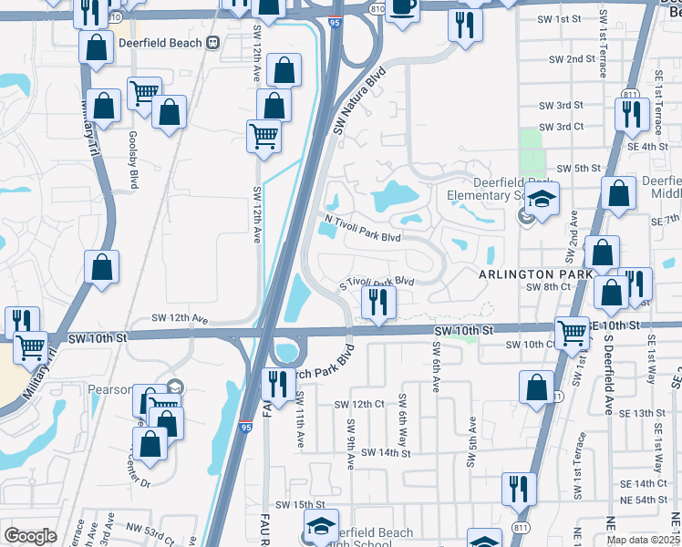 map of restaurants, bars, coffee shops, grocery stores, and more near 977 Spring Circle in Deerfield Beach
