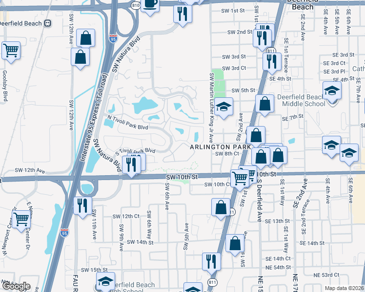 map of restaurants, bars, coffee shops, grocery stores, and more near 522 Trace Circle in Deerfield Beach