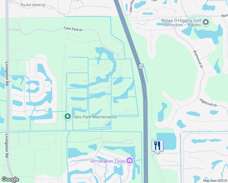 map of restaurants, bars, coffee shops, grocery stores, and more near 16413 Carrara Way in Naples