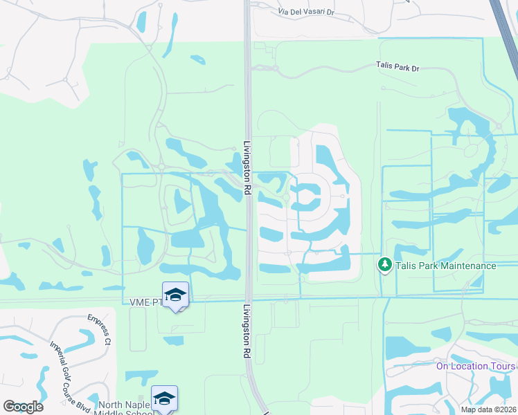 map of restaurants, bars, coffee shops, grocery stores, and more near 16614 Cortona Lane in Naples