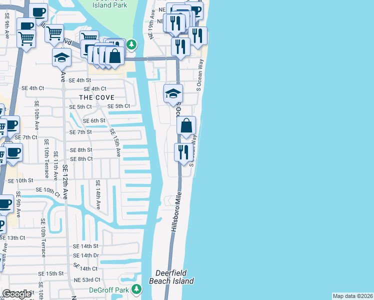 map of restaurants, bars, coffee shops, grocery stores, and more near in Deerfield Beach