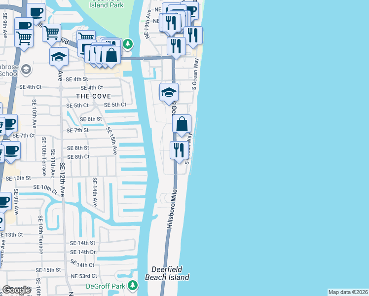map of restaurants, bars, coffee shops, grocery stores, and more near in Deerfield Beach