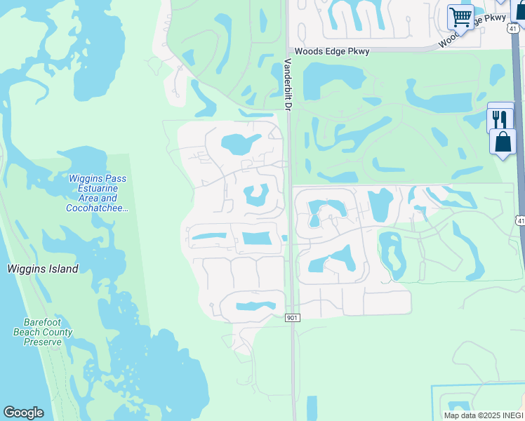 map of restaurants, bars, coffee shops, grocery stores, and more near 15095 Royal Fern Court in Naples