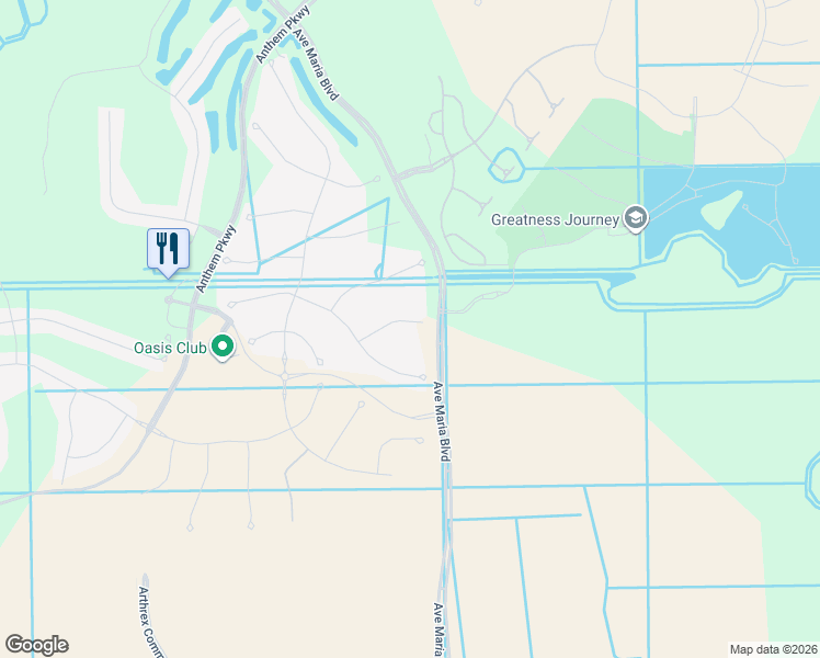 map of restaurants, bars, coffee shops, grocery stores, and more near 46 Avenue Maria Boulevard in Ave Maria
