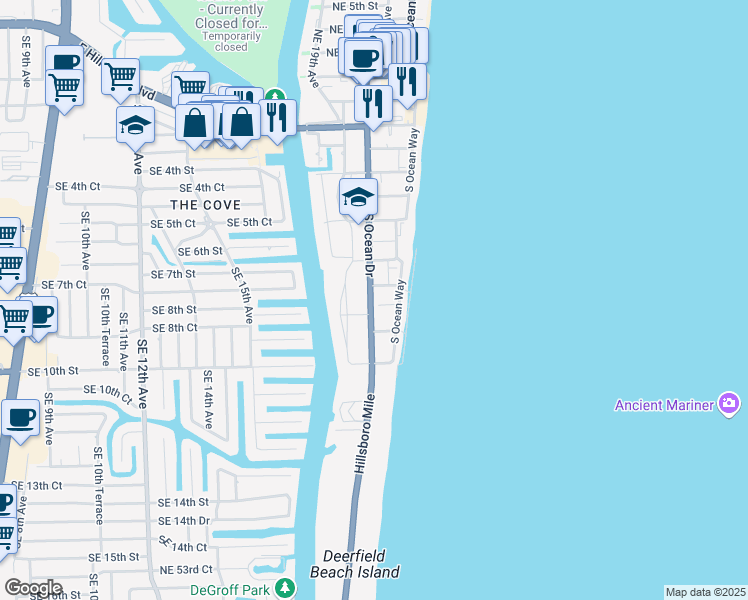 map of restaurants, bars, coffee shops, grocery stores, and more near 2011 Southeast 7th Street in Deerfield Beach