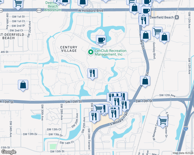 map of restaurants, bars, coffee shops, grocery stores, and more near 4059 Lyndhurst North in Deerfield Beach