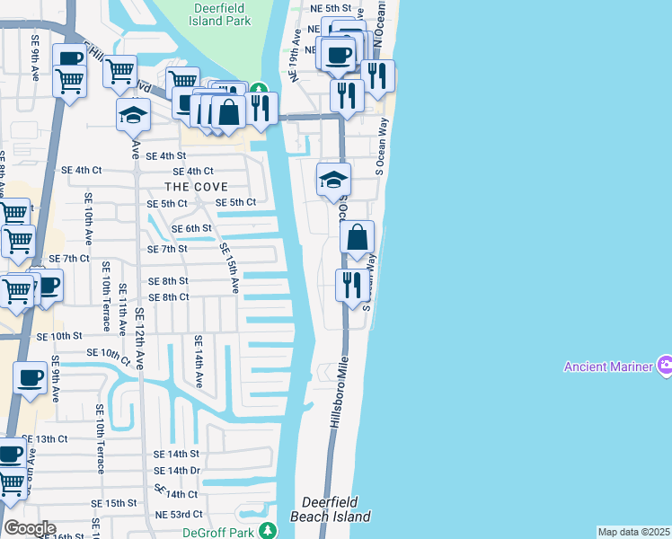 map of restaurants, bars, coffee shops, grocery stores, and more near 2011 Southeast 7th Street in Deerfield Beach