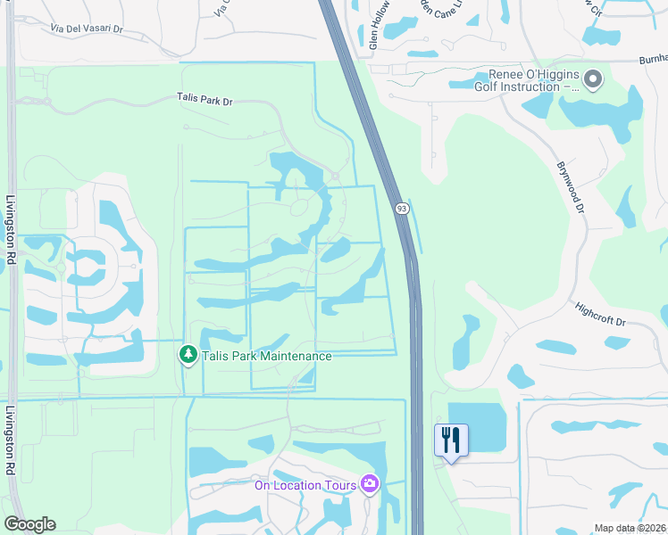 map of restaurants, bars, coffee shops, grocery stores, and more near 16436 Carrara Way in Naples