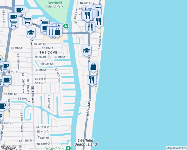 map of restaurants, bars, coffee shops, grocery stores, and more near 2011 Southeast 7th Street in Deerfield Beach