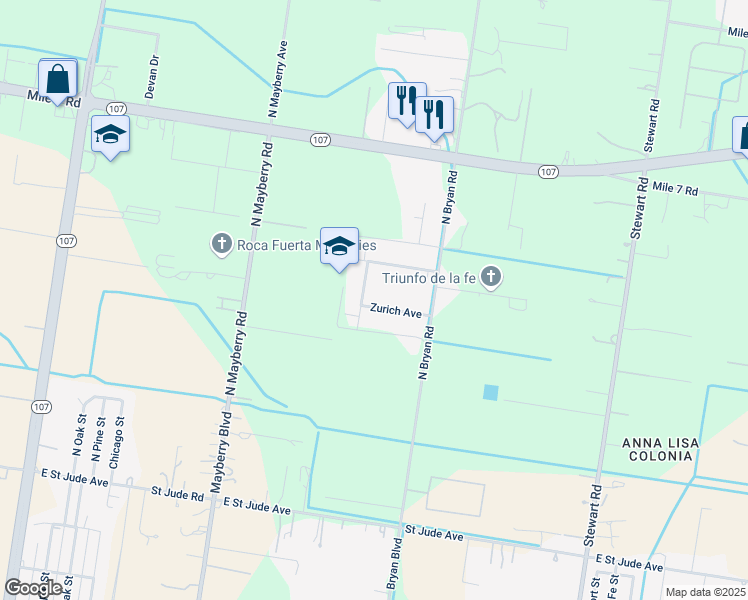 map of restaurants, bars, coffee shops, grocery stores, and more near 8616 Zurich Avenue in Mission