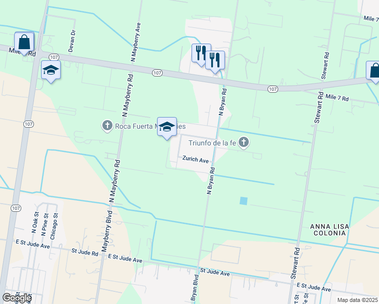 map of restaurants, bars, coffee shops, grocery stores, and more near 8616 Zurich Avenue in Mission