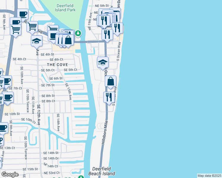 map of restaurants, bars, coffee shops, grocery stores, and more near 2011 Southeast 7th Street in Deerfield Beach