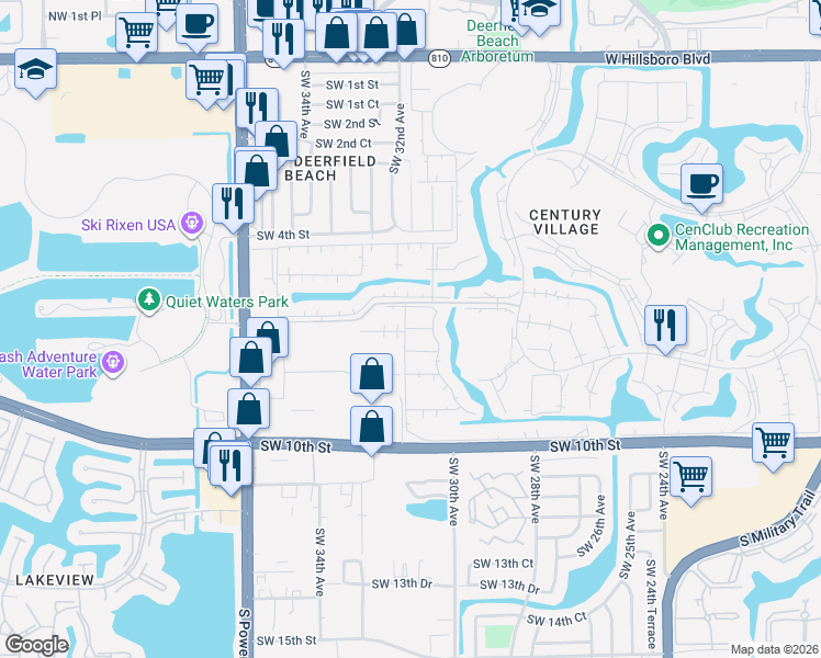 map of restaurants, bars, coffee shops, grocery stores, and more near 34 Prescott B in Deerfield Beach