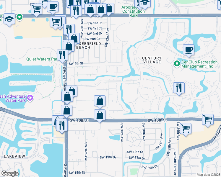 map of restaurants, bars, coffee shops, grocery stores, and more near 34 Prescott B in Deerfield Beach