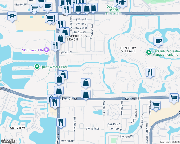 map of restaurants, bars, coffee shops, grocery stores, and more near 34 Prescott B in Deerfield Beach