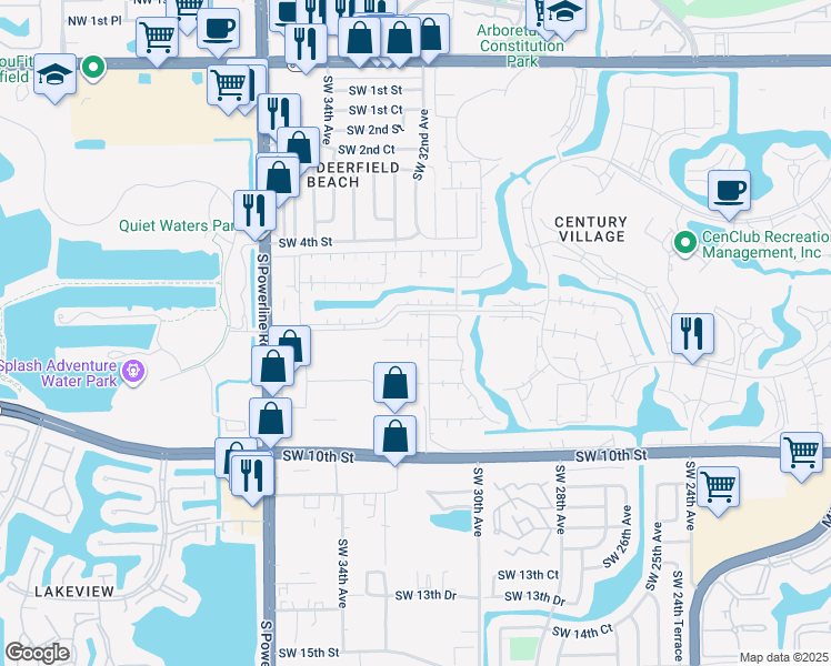 map of restaurants, bars, coffee shops, grocery stores, and more near 34 Prescott B in Deerfield Beach