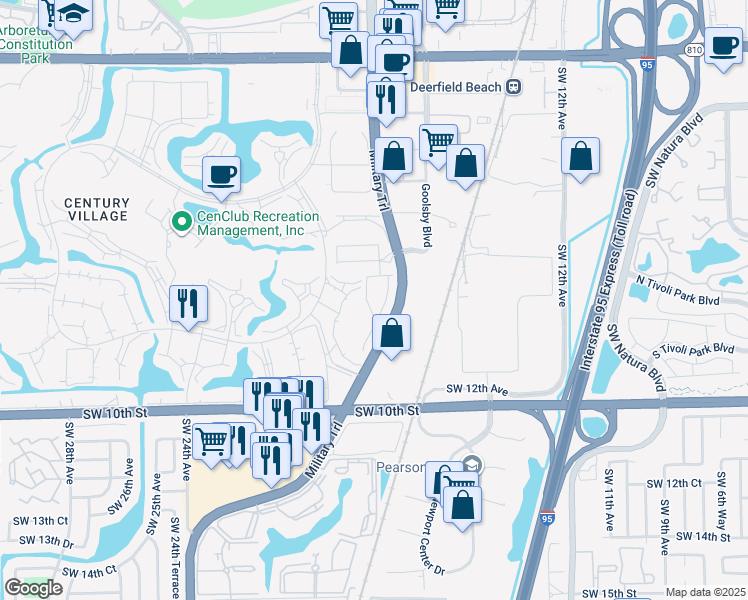map of restaurants, bars, coffee shops, grocery stores, and more near 228 Richmond C in Deerfield Beach