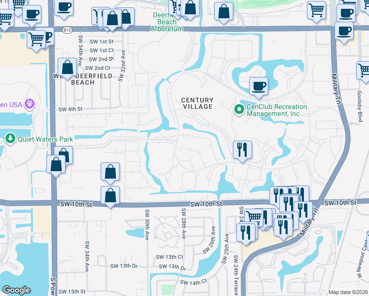 map of restaurants, bars, coffee shops, grocery stores, and more near 304 Markham North in Deerfield Beach
