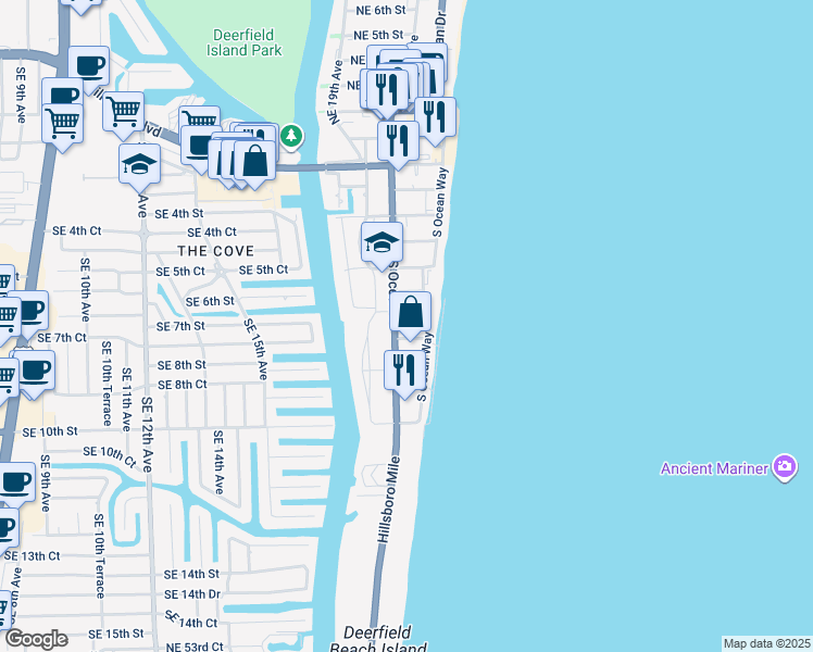 map of restaurants, bars, coffee shops, grocery stores, and more near 2011 Southeast 7th Street in Deerfield Beach