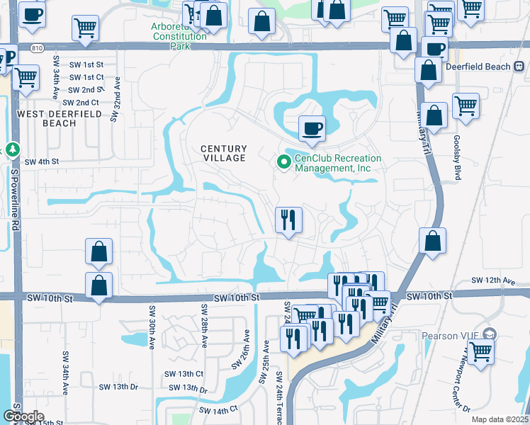 map of restaurants, bars, coffee shops, grocery stores, and more near 31 Lyndhurst B in Deerfield Beach