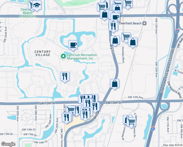 map of restaurants, bars, coffee shops, grocery stores, and more near 3003 Ashby C in Deerfield Beach