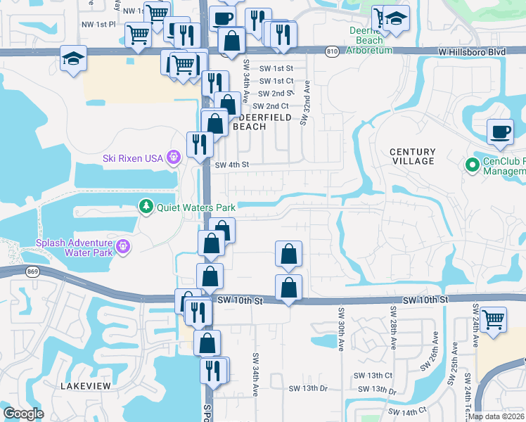 map of restaurants, bars, coffee shops, grocery stores, and more near 224 Prescott L in Deerfield Beach