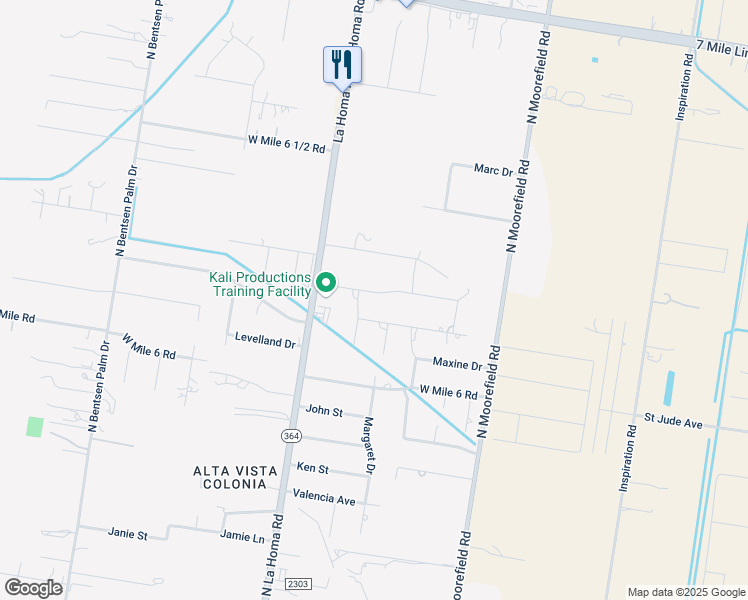 map of restaurants, bars, coffee shops, grocery stores, and more near 2608 Venecia Drive in Mission