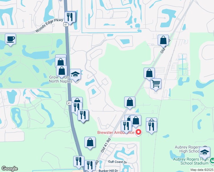 map of restaurants, bars, coffee shops, grocery stores, and more near 14575 Sterling Oaks Drive in Naples