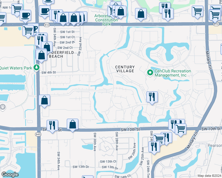 map of restaurants, bars, coffee shops, grocery stores, and more near 4006 Oakridge A in Deerfield Beach
