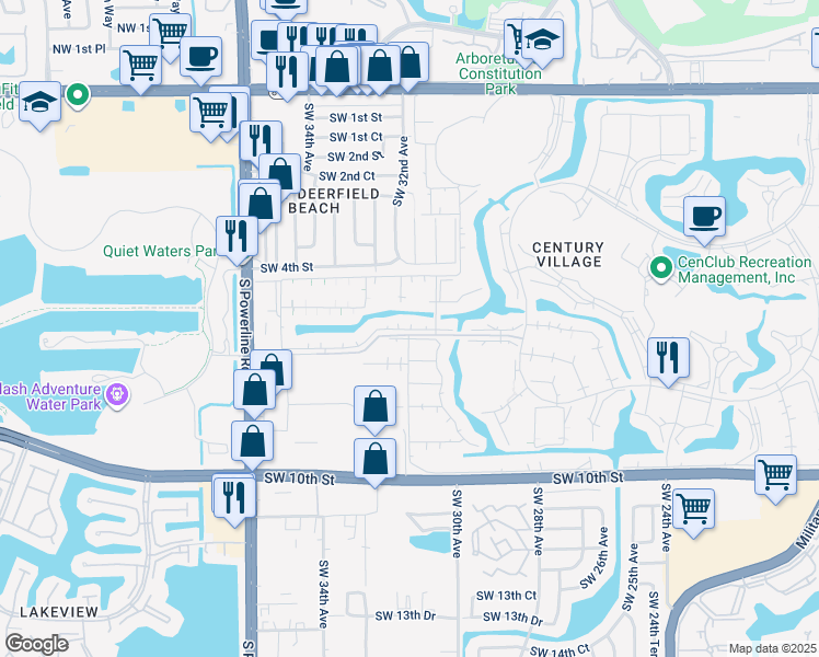 map of restaurants, bars, coffee shops, grocery stores, and more near 163 Prescott H in Deerfield Beach