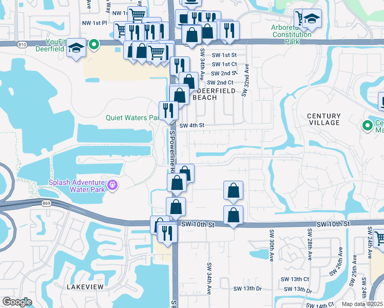 map of restaurants, bars, coffee shops, grocery stores, and more near 517 Tilford X in Deerfield Beach