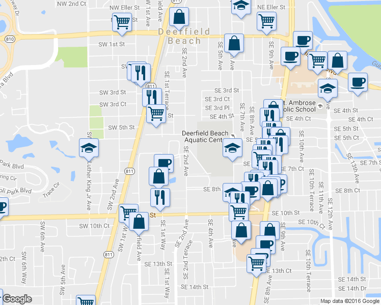 map of restaurants, bars, coffee shops, grocery stores, and more near in Deerfield Beach