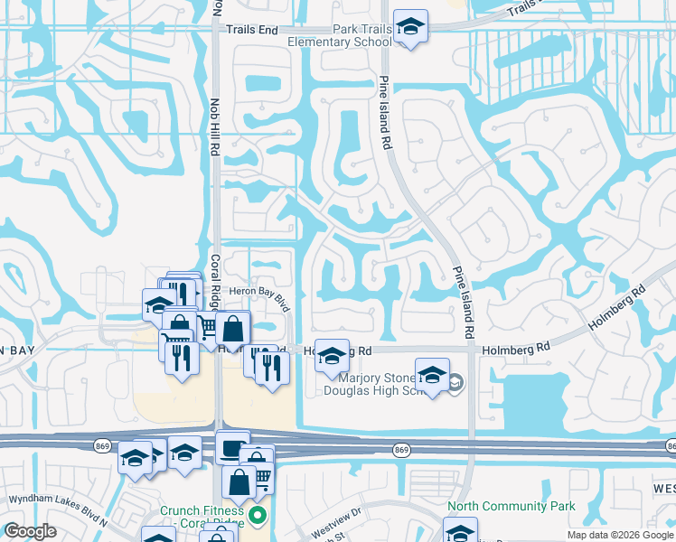 map of restaurants, bars, coffee shops, grocery stores, and more near 10973 Northwest 64th Drive in Parkland