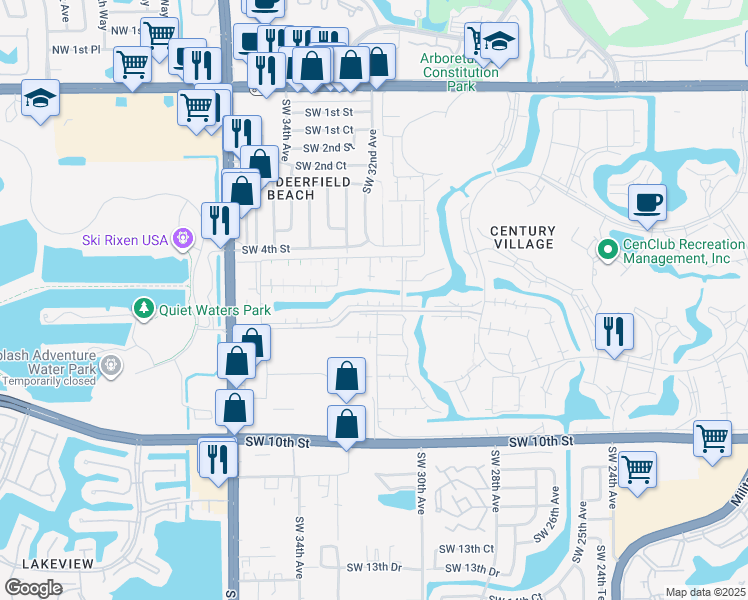 map of restaurants, bars, coffee shops, grocery stores, and more near 163 Prescott H in Deerfield Beach