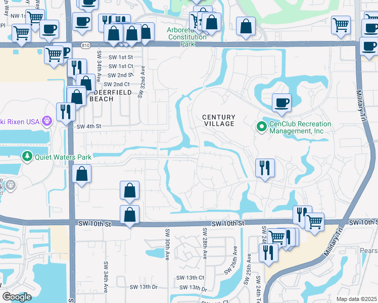 map of restaurants, bars, coffee shops, grocery stores, and more near 4006 Oakridge A in Deerfield Beach